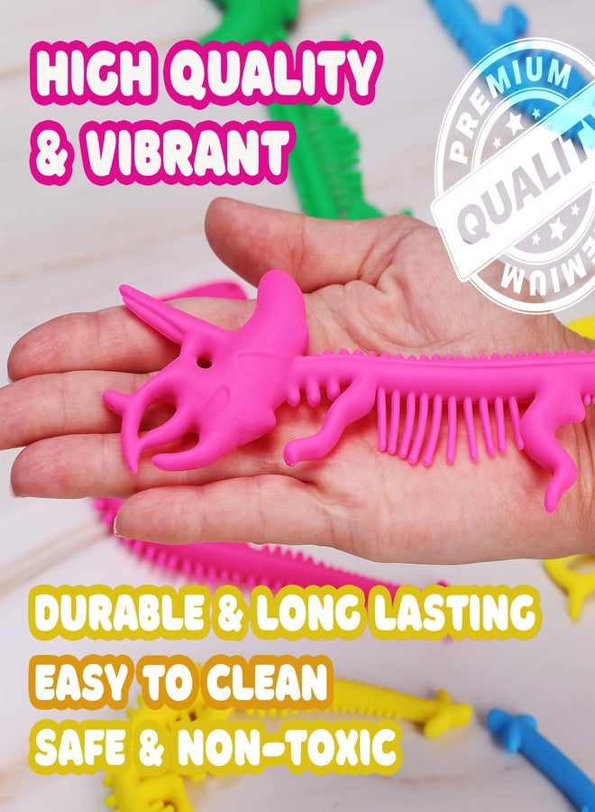 Entervending Dinosaur Toys - Stretchy Strings Fidget Toy for Kids - 9” Fun and Colorful Sensory Toys for Stress Relief, Dinosaur Party Favors & Birthday Decorations - Pack of 12 pcs - Image 4